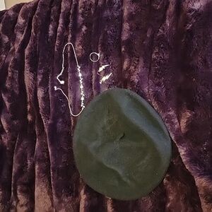 Black barret, wire handmade ring with stone, lightening earrings,Claire's choker